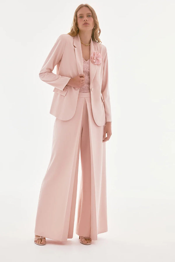 Woven Crepe Blazer with Sequin Flower 935