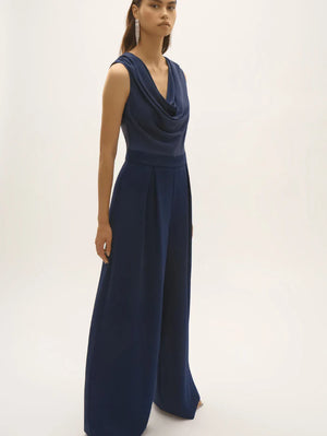 Satin and Crepe Wide Leg Jumpsuit