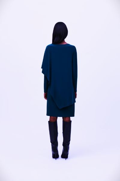 Knee-length Shift Dress With Draped V-neck