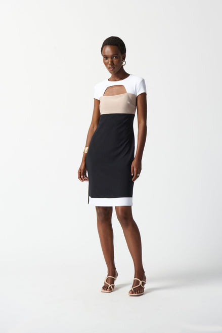 Tri Colour Cut Out Sheath Dress