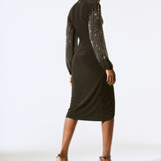 Beaded Sleeve Chiffon Wrap Dress 1525