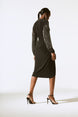 Beaded Sleeve Chiffon Wrap Dress 1525