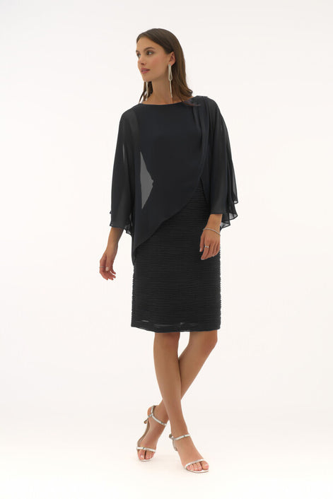 Knee-length Bodycon dress with Draped 3/4 Sleeves