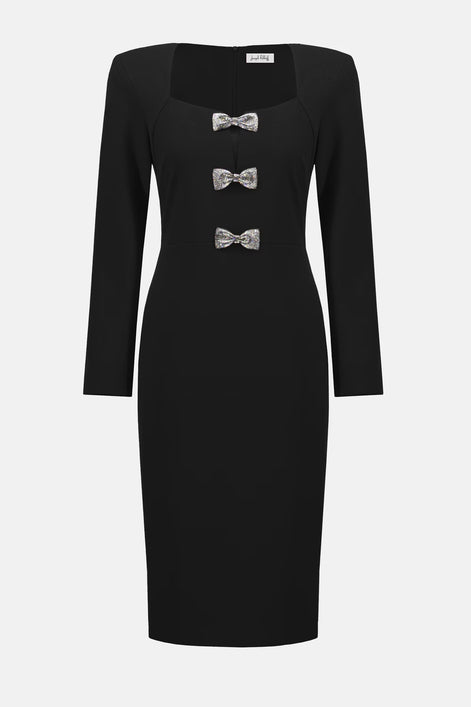 Crepe Sheath Dress with Embellishment