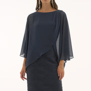 Knee-length Bodycon dress with Draped 3/4 Sleeves 619