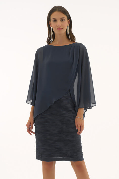 Knee-length Bodycon dress with Draped 3/4 Sleeves