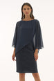Knee-length Bodycon dress with Draped 3/4 Sleeves 619