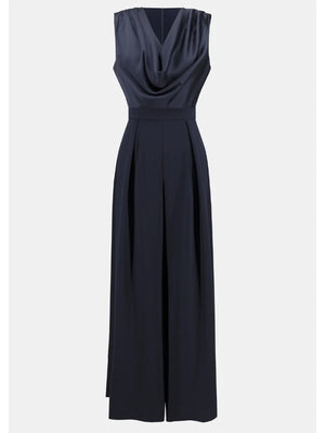 Satin and Crepe Wide Leg Jumpsuit