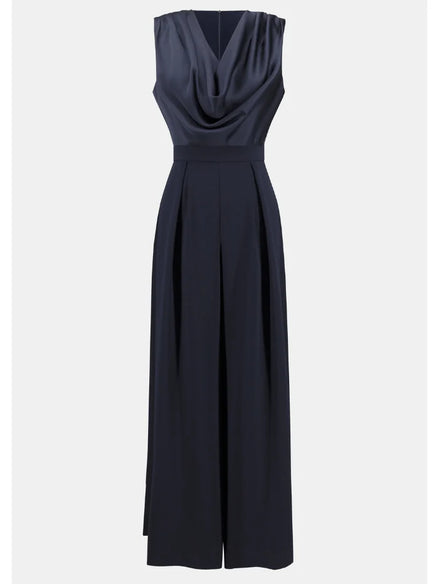 Satin and Crepe Wide Leg Jumpsuit