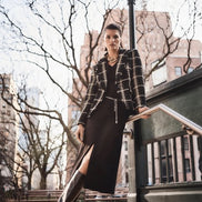 Plaid Bouclé Blazer with Pockets 826