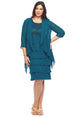Two piece Knee Length Dress with Layered Skirt and Chiffon Jacket 496