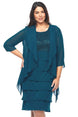 Two piece Knee Length Dress with Layered Skirt and Chiffon Jacket 496