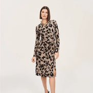 Animal Print Wrap Midi Dress 1511