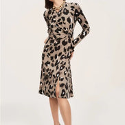 Animal Print Wrap Midi Dress 1511