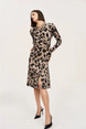Animal Print Wrap Midi Dress 1511