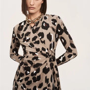 Animal Print Wrap Midi Dress 1511