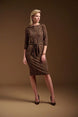 Knee Length Animal Print Sheath Dress with Belt 1556