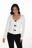Knit Jacket with Black Bow Detail