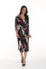 3/4 Sleeve Crossover Midi Dress