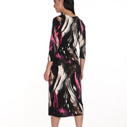 3/4 Sleeve Crossover Midi Dress 1540