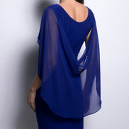 Chiffon Drape Dress with Diamante Button Details 1532