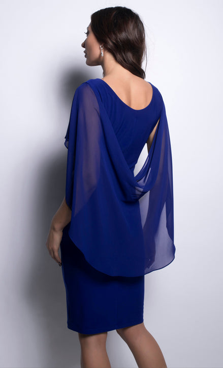 Chiffon Drape Dress with Diamante Button Details